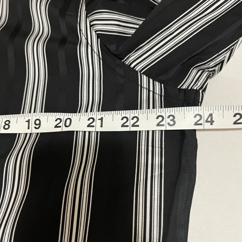TailorByrd Mens Dress Shirt Medium Black White Stripe Contrast Cuff 100% Cotton - Picture 4 of 9